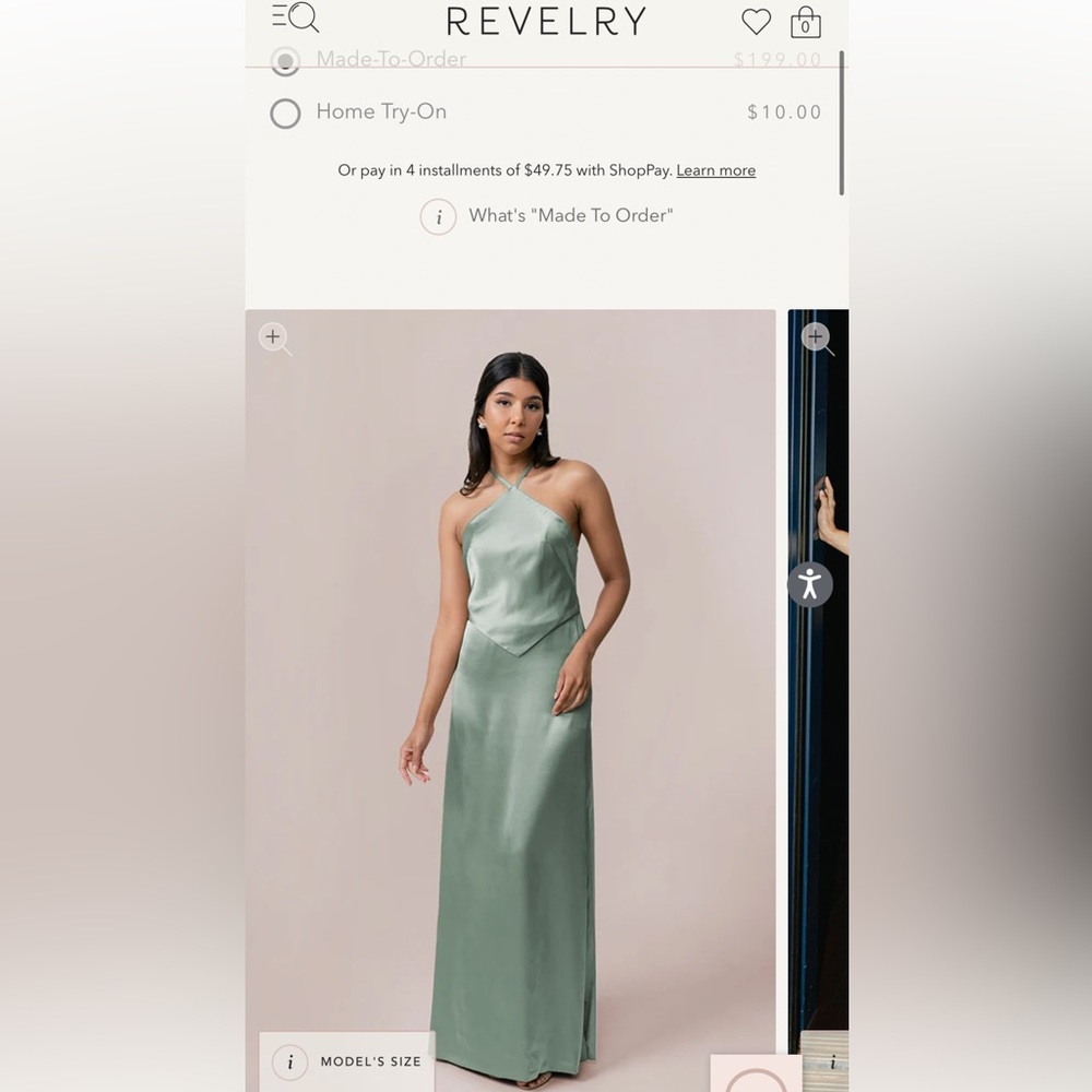 Revelry Sage Green Halter Wedding Dress